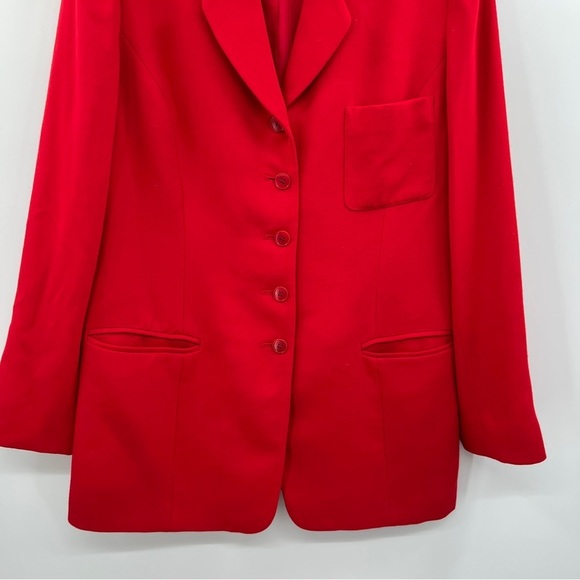 J. Mclaughlin For Sanyo Red Lined Long Sleeve Button Up Notched Lapel Blazer - Picture 5 of 14